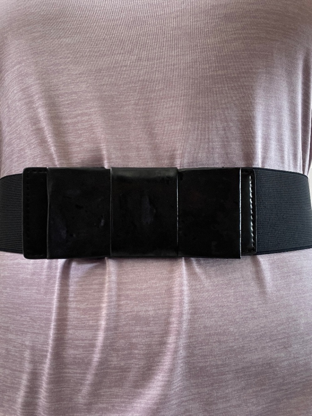 Womens Belt M/L White House Black Market Bow Elastic Comfort Stretch Black